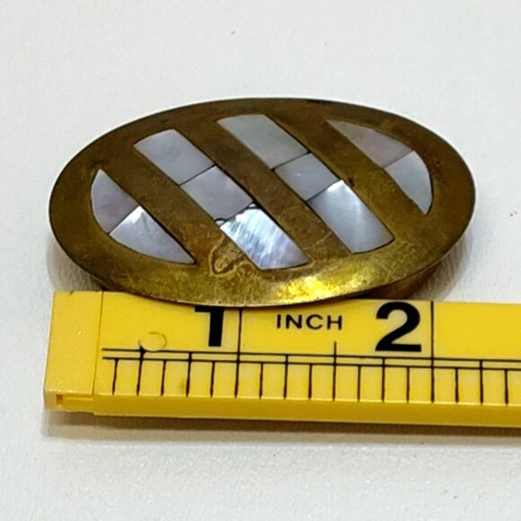 Pill Box Mother-of-Pearl Inlay Hand-Crafted Brass English Edwardian Circa 1900 - Picture 6 of 7